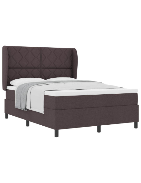 Letto a molle con testiera Marrone scuro 160 x 200 cm Tessuto