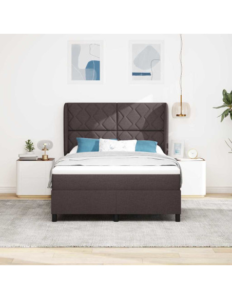 Letto a molle con testiera Marrone scuro 160 x 200 cm Tessuto