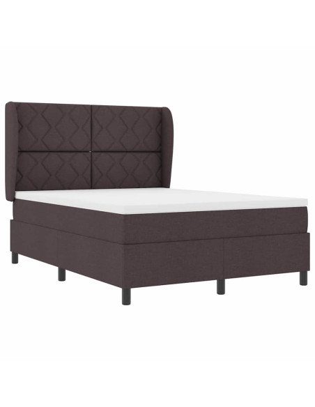 Letto a molle con testiera Marrone scuro 160 x 200 cm Tessuto