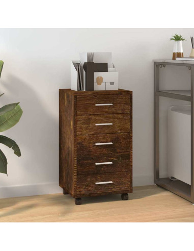 Cassettiera con Ruote rovere fumo in Legno Multistrato