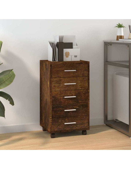 Cassettiera con Ruote rovere fumo in Legno Multistrato