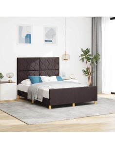 Struttura del letto Marrone scuro 160 x 200 cm Tessuto