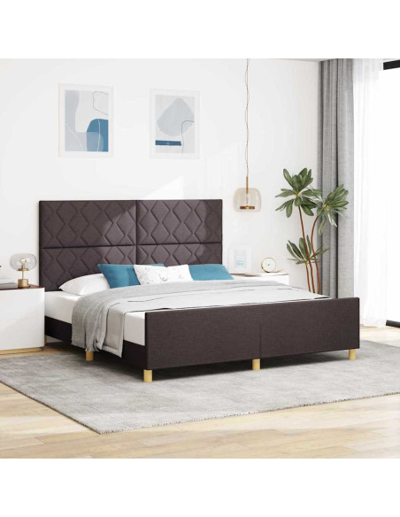 Struttura del letto Marrone scuro 180 x 200 cm Tessuto
