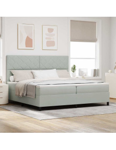 Letto a Sorgente LED Grigio chiaro 200 x 200 cm Velluto