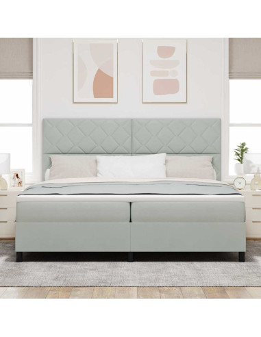Letto a Sorgente LED Grigio chiaro 200 x 200 cm Velluto