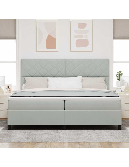 Letto a Sorgente LED Grigio chiaro 200 x 200 cm Velluto