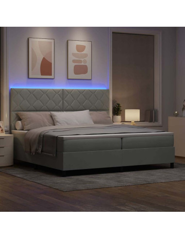 Letto a Sorgente LED Grigio chiaro 200 x 200 cm Velluto