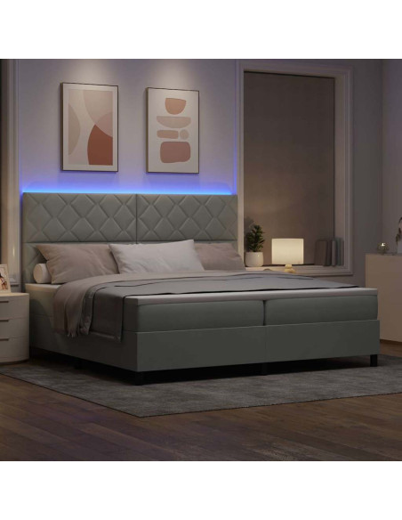 Letto a Sorgente LED Grigio chiaro 200 x 200 cm Velluto