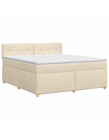 Letto box spring con materasso Crema 160 x 200 cm Tessuto