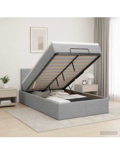 Letto Ottomano con Materasso e LED Grigio Chiaro 120 x 200 cm