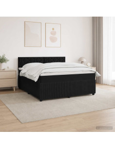 Letto box spring con materasso Nero 160 x 200 cm Velluto