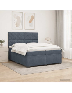 Letto box spring con materasso Grigio Scuro 200 x 200 cm