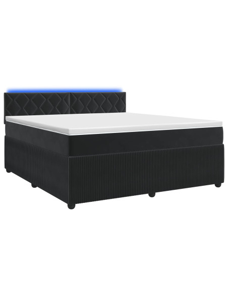 Letto box spring con materasso Nero 160 x 200 cm Velluto