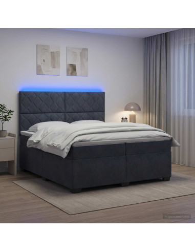 Letto box spring con materasso Grigio Scuro 200 x 200 cm