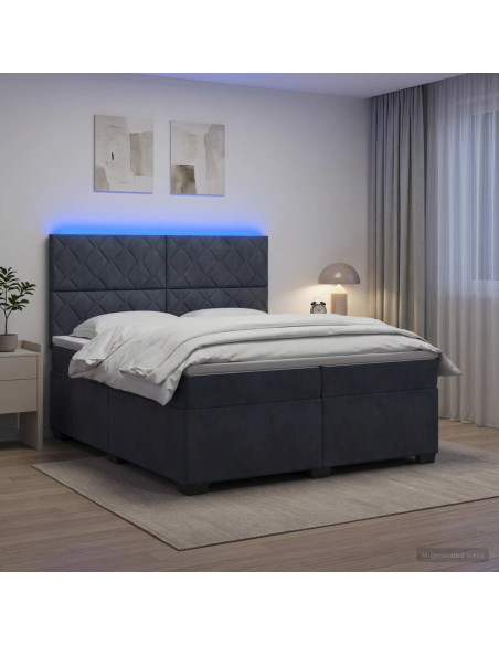 Letto box spring con materasso Grigio Scuro 200 x 200 cm