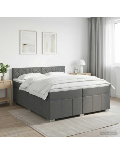 Letto box spring con materasso Grigio Scuro 200 x 200 cm
