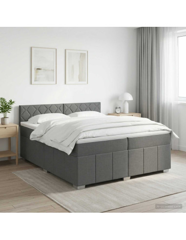 Letto box spring con materasso Grigio Scuro 200 x 200 cm