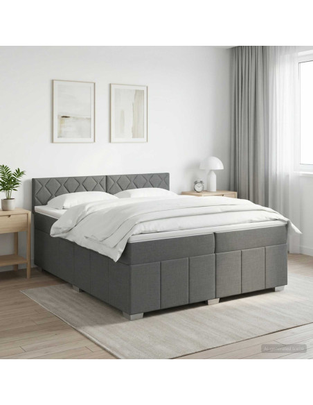 Letto box spring con materasso Grigio Scuro 200 x 200 cm