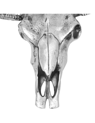 Decorazione Testa del Cranio a Parete in Alluminio Argento