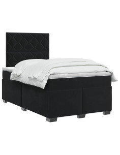 Letto box spring con materasso Nero 120 x 190 cm Velluto 2