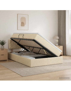 Letto con contenitore LED e materasso Crema 120 x 200 cm