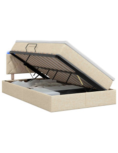 Letto con contenitore LED e materasso Crema 120 x 200 cm 2