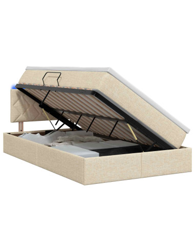 Letto con contenitore LED e materasso Crema 120 x 200 cm