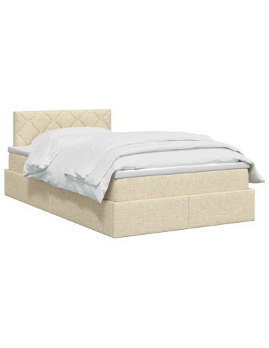 Letto con contenitore LED e materasso Crema 120 x 200 cm