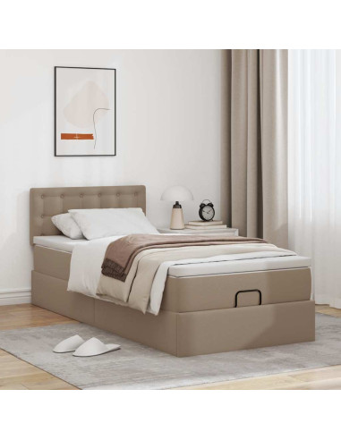 Letto Pouf con Materasso Cappucino 80x200 cm Similpelle