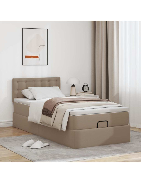 Letto Pouf con Materasso Cappucino 80x200 cm Similpelle