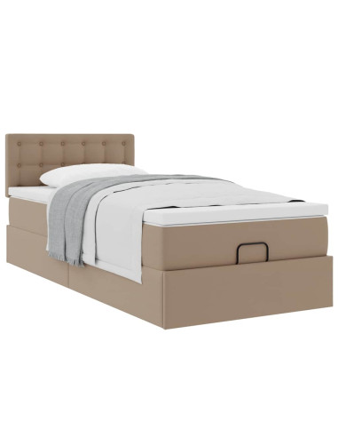 Letto Pouf con Materasso Cappucino 80x200 cm Similpelle