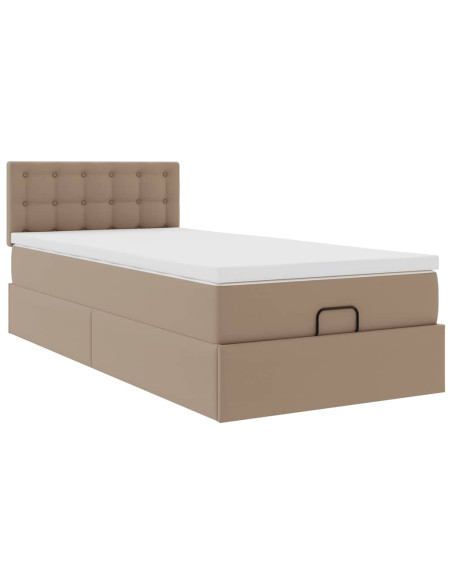 Letto Pouf con Materasso Cappucino 80x200 cm Similpelle