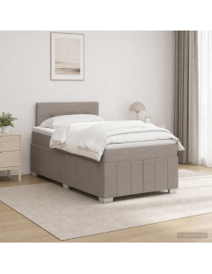Letto box spring con materasso Tortora 120 x 190 cm Tessuto