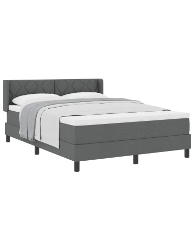 Letto a molle con testiera Grigio scuro 200 x 140 cm Tessuto