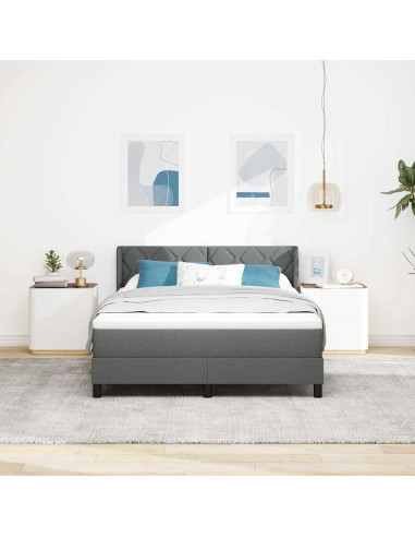Letto a molle con testiera Grigio scuro 200 x 140 cm Tessuto