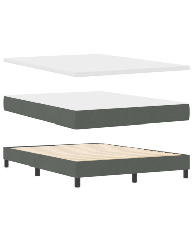 Letto a molle con testiera Grigio scuro 200 x 140 cm Tessuto