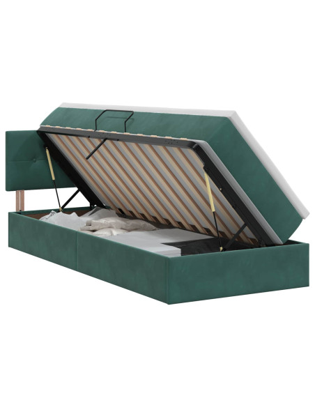 Letto con Contenitore Verde Scuro 100 x 200 cm Velluto