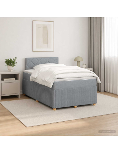 Letto box spring con materasso Grigio Chiaro 120 x 190 cm