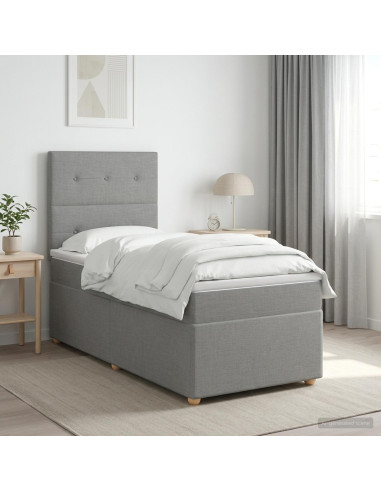 Letto Box Spring LED con Materasso Grigio Chiaro 100 x 200 cm