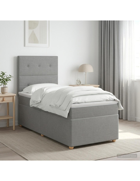 Letto Box Spring LED con Materasso Grigio Chiaro 100 x 200 cm