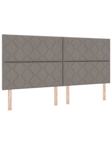 Letto Box Spring LED con Materasso Tortora 200 x 200 cm Tessuto