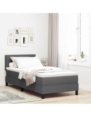 Letto a molle con strisce LED Grigio scuro 100 x 200 cm Tessuto