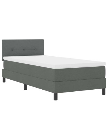 Letto a molle con strisce LED Grigio scuro 100 x 200 cm Tessuto