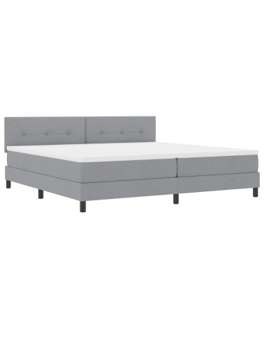 Letto a molle con testiera Grigio chiaro 200 x 200 cm Tessuto