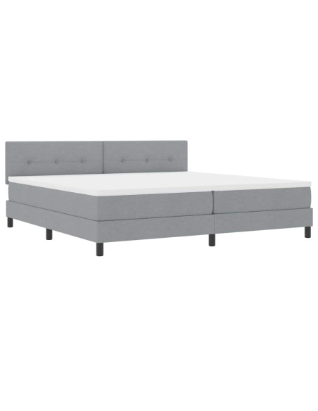 Letto a molle con testiera Grigio chiaro 200 x 200 cm Tessuto