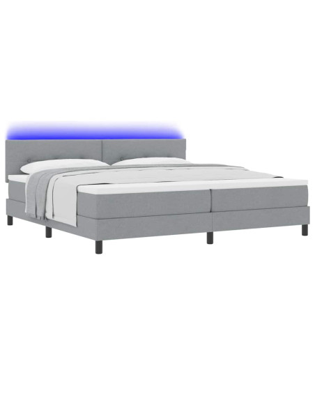 Letto a molle con testiera Grigio chiaro 200 x 200 cm Tessuto