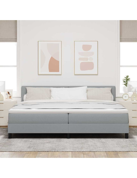 Letto a molle con testiera Grigio chiaro 200 x 200 cm Tessuto