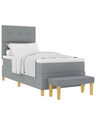 Letto a molle con testiera Grigio chiaro 200 x 100 cm Tessuto