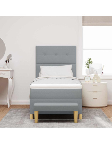 Letto a molle con testiera Grigio chiaro 200 x 100 cm Tessuto
