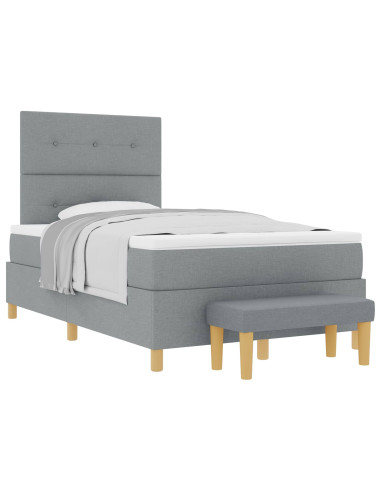 Letto a molle con testiera Grigio chiaro 120 x 200 cm Tessuto